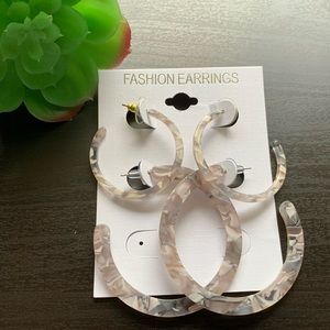 Gray/clear small and big hoops w/ back piece